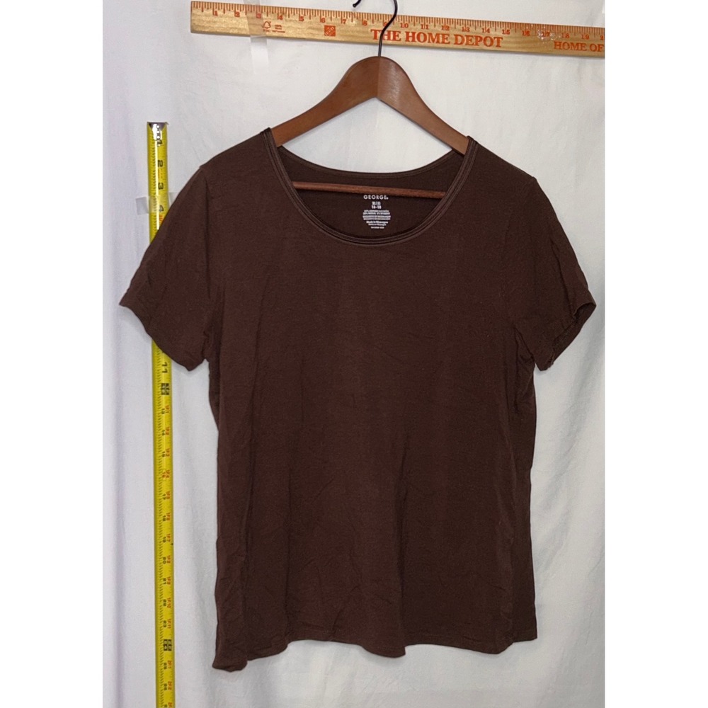 GEORGE Womens Brown Short Sleeve Basic T Shirt Top XL 16-18 Cotton Blend‎